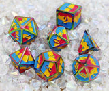 Pansexual Pride Flag - Metal RPG Dice Set Metal Dice Foam Brain Games