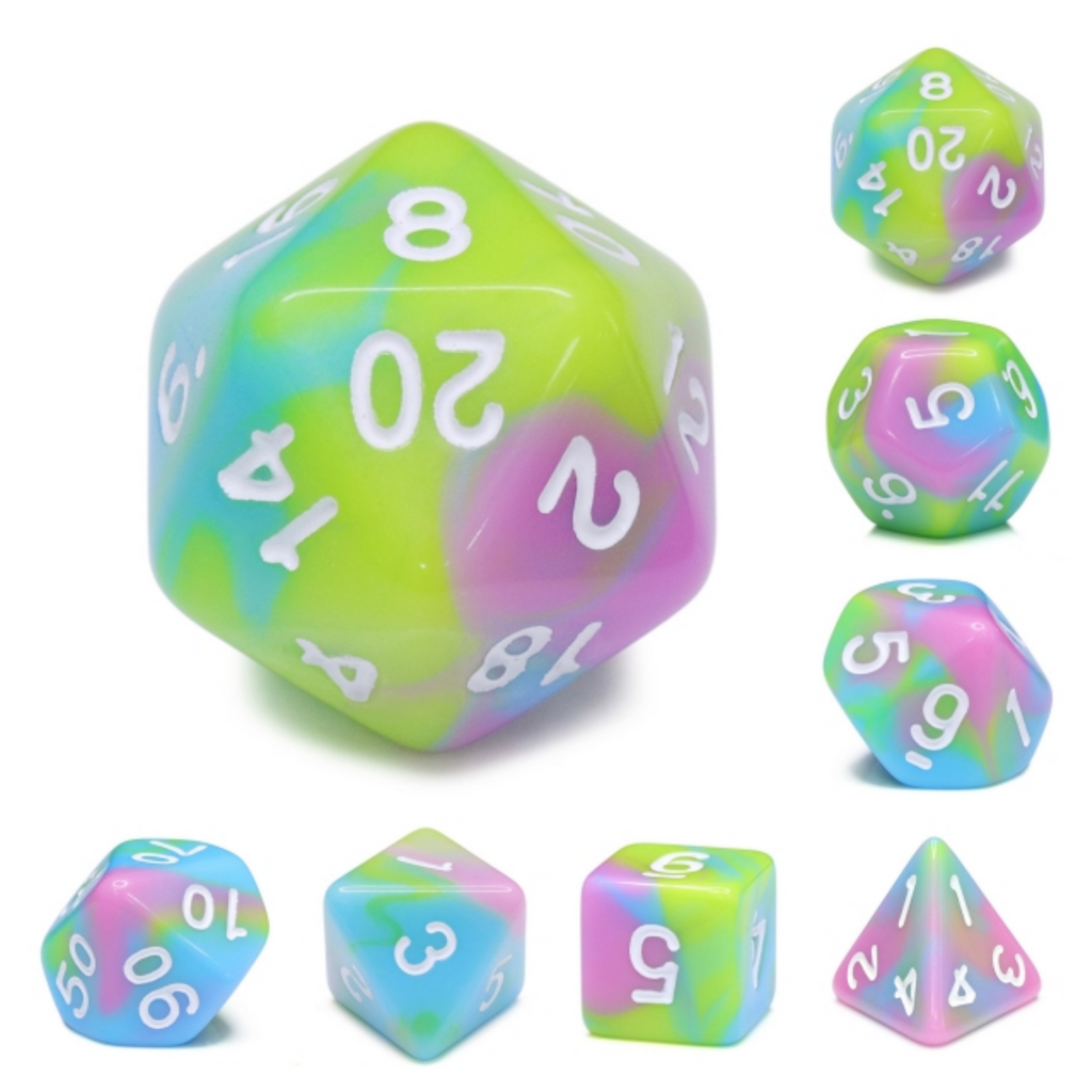 Pastel Punk RPG Dice Set Plastic Dice Foam Brain Games