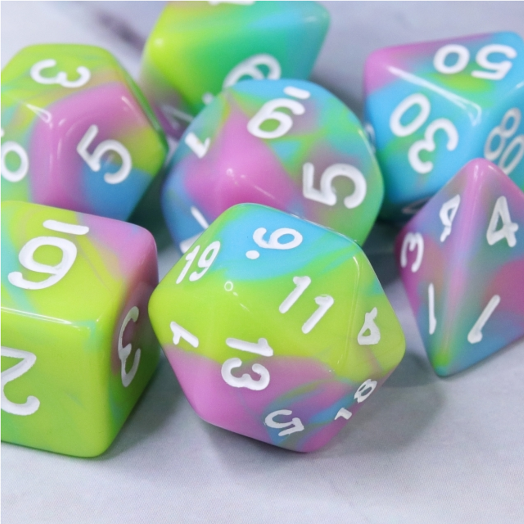 Pastel Punk RPG Dice Set Plastic Dice Foam Brain Games