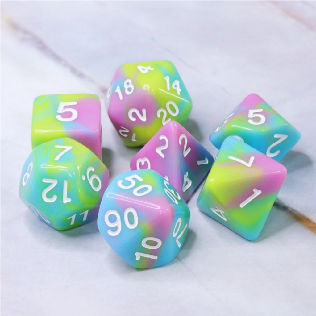 Pastel Punk RPG Dice Set Plastic Dice Foam Brain Games