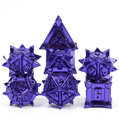 Warrior's Flail: Purple - Metal RPG Dice Set Metal Dice Foam Brain Games