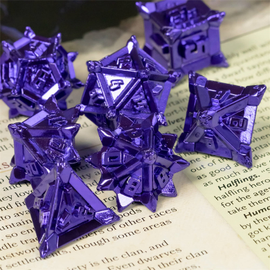 Warrior's Flail: Purple - Metal RPG Dice Set Metal Dice Foam Brain Games