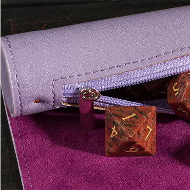 Purple Roll Up Leatherette Dice Mat Dice Box Foam Brain Games