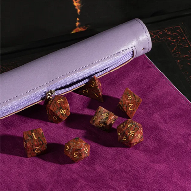 Purple Roll Up Leatherette Dice Mat Dice Box Foam Brain Games