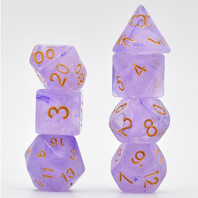 Purple Silk Translucent Dice RPG Dice Set Plastic Dice Foam Brain Games