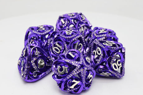 Hollow Hearts: Jeweled Purple - Metal RPG Dice Set Metal Dice Foam Brain Games