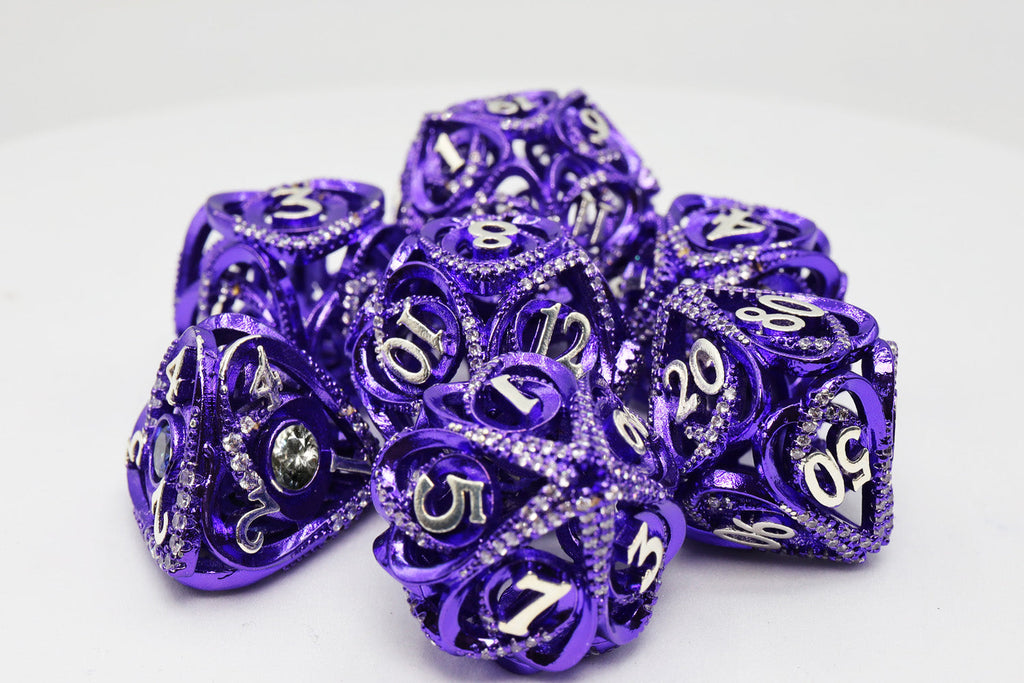 Hollow Hearts: Jeweled Purple - Metal RPG Dice Set Metal Dice Foam Brain Games