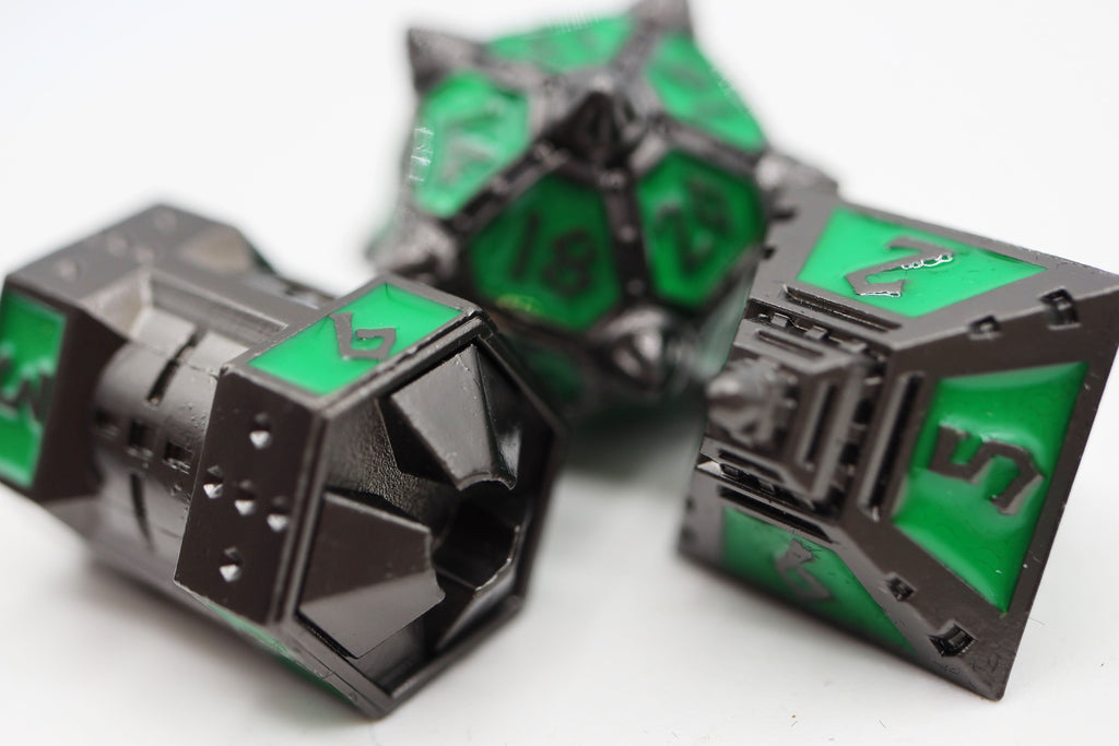 Dice 51: Radioactive Rocket - Metal RPG Dice Set Metal Dice Foam Brain Games