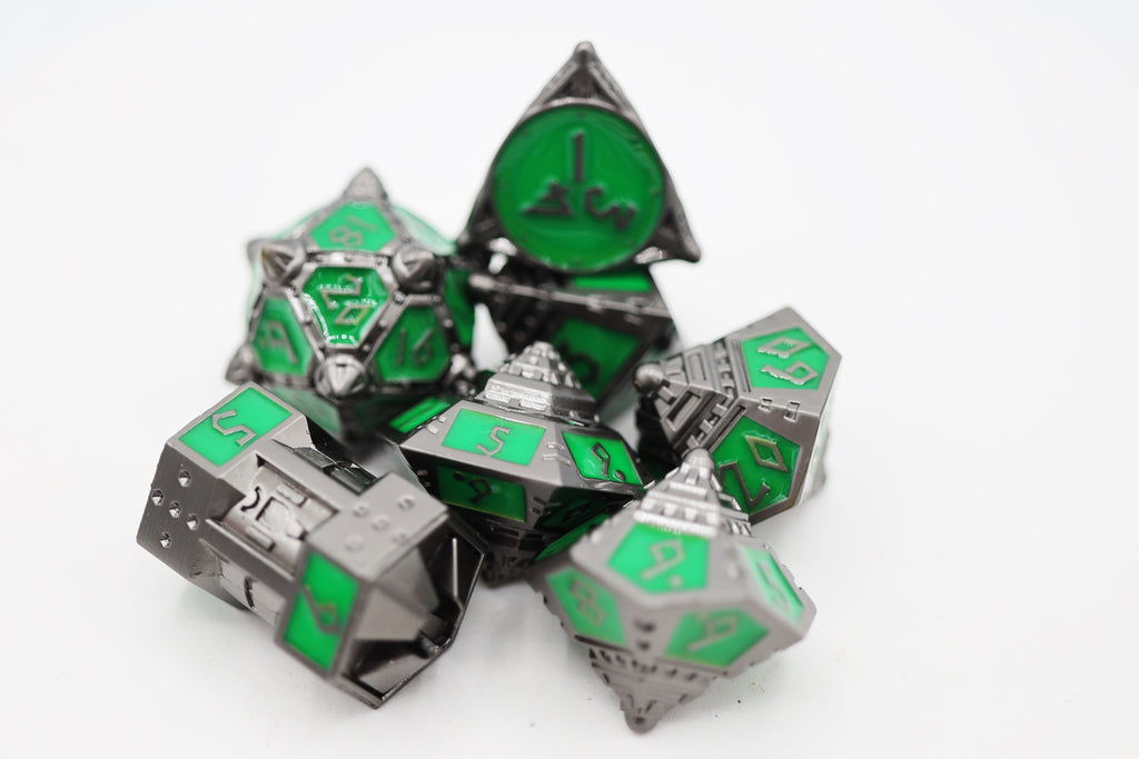 Dice 51: Radioactive Rocket - Metal RPG Dice Set Metal Dice Foam Brain Games