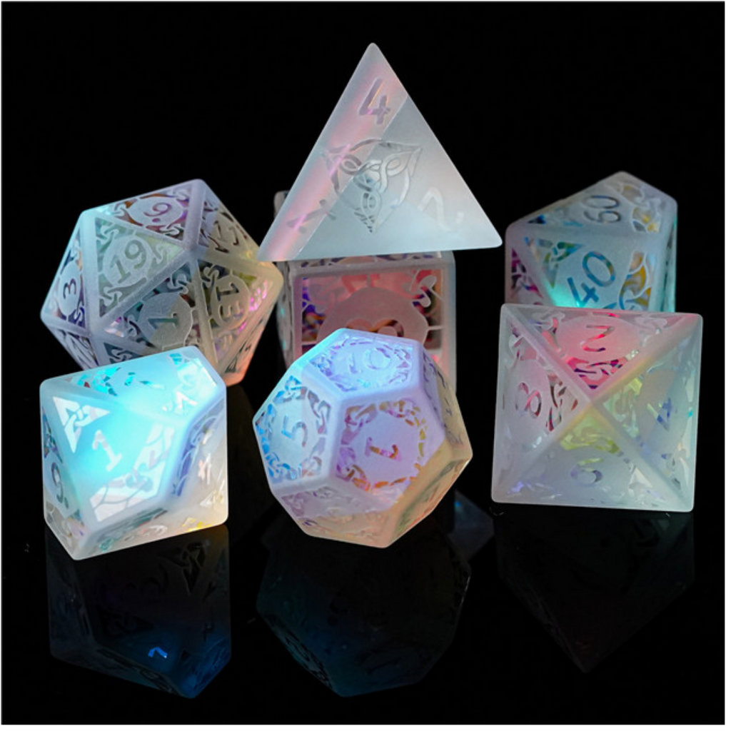 Rainbow Crystal and Flourish - Gemstone Engraved Stone Dice Foam Brain Games