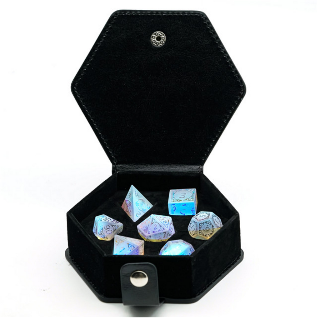 Rainbow Crystal and Flourish - Gemstone Engraved Stone Dice Foam Brain Games