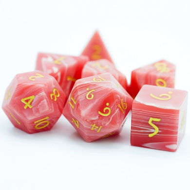 Red Agate - Gemstone Engraved with Gold Stone Dice Foam Brain Games