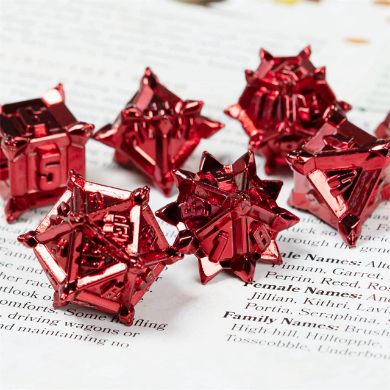 Warrior's Flail: Red - Metal RPG Dice Set Metal Dice Foam Brain Games