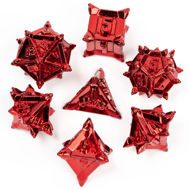 Warrior's Flail: Red - Metal RPG Dice Set Metal Dice Foam Brain Games