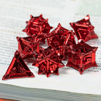 Warrior's Flail: Red - Metal RPG Dice Set Metal Dice Foam Brain Games