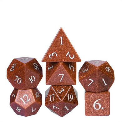 Red Goldstone - Engraved Gemstone Stone Dice Foam Brain Games