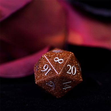 Red Goldstone - Engraved Gemstone Stone Dice Foam Brain Games