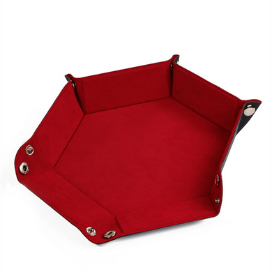 Leatherette & Velvet Dice Tray (Red Hex) Dice Tray Foam Brain Games