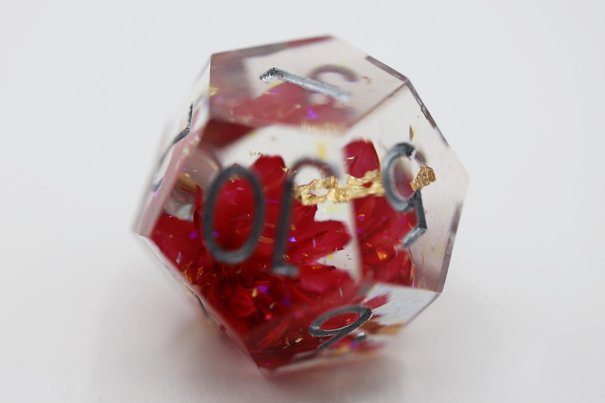 Sharp Edge Resin RPG Dice Set - Red Lotus Plastic Dice Foam Brain Games