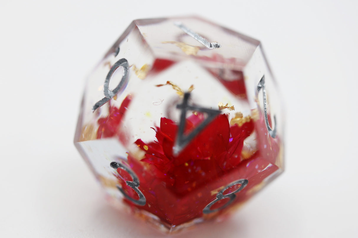 Sharp Edge Resin RPG Dice Set - Red Lotus Plastic Dice Foam Brain Games