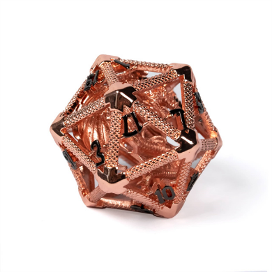 Hollow Dragon Keep D20 - Rose Gold Metal Dice Foam Brain Games