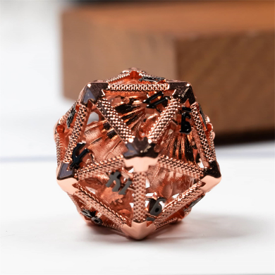 Hollow Dragon Keep D20 - Rose Gold Metal Dice Foam Brain Games