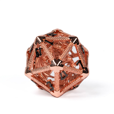 Hollow Dragon Keep D20 - Rose Gold Metal Dice Foam Brain Games