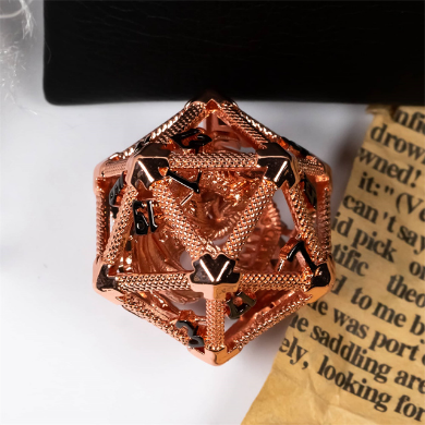 Hollow Dragon Keep D20 - Rose Gold Metal Dice Foam Brain Games