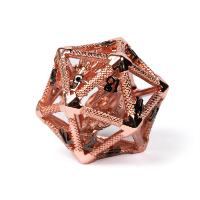 Hollow Dragon Keep D20 - Rose Gold Metal Dice Foam Brain Games