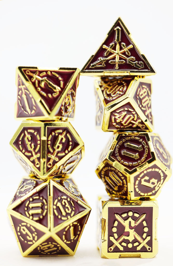 Crossed Swords: Royal Amethyst Sword - Metal RPG Dice Set Metal Dice Foam Brain Games