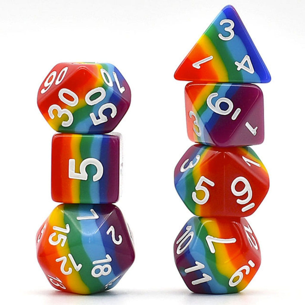 Opaque Rainbow Layer RPG Dice Set Plastic Dice Foam Brain Games