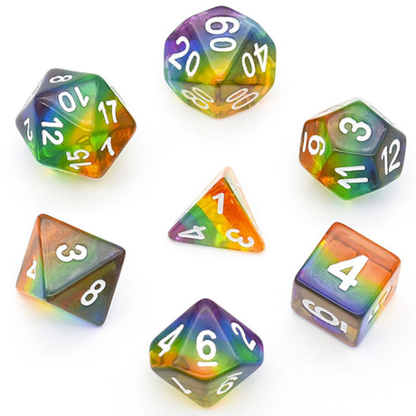 Translucent Rainbow RPG Dice Set Plastic Dice Foam Brain Games