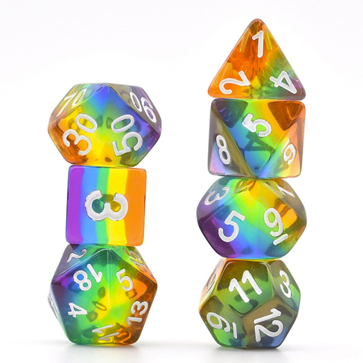 Translucent Rainbow RPG Dice Set Plastic Dice Foam Brain Games