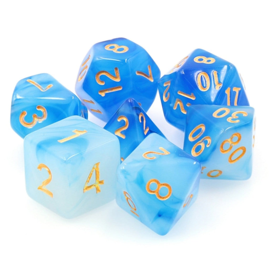 Blue Milky RPG Dice Set Plastic Dice Foam Brain Games