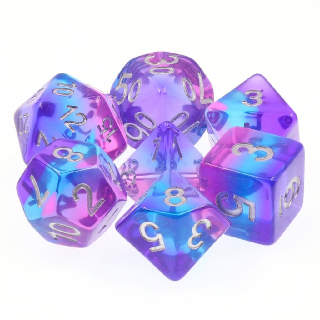 Purple Sky RPG Dice Set Plastic Dice Foam Brain Games