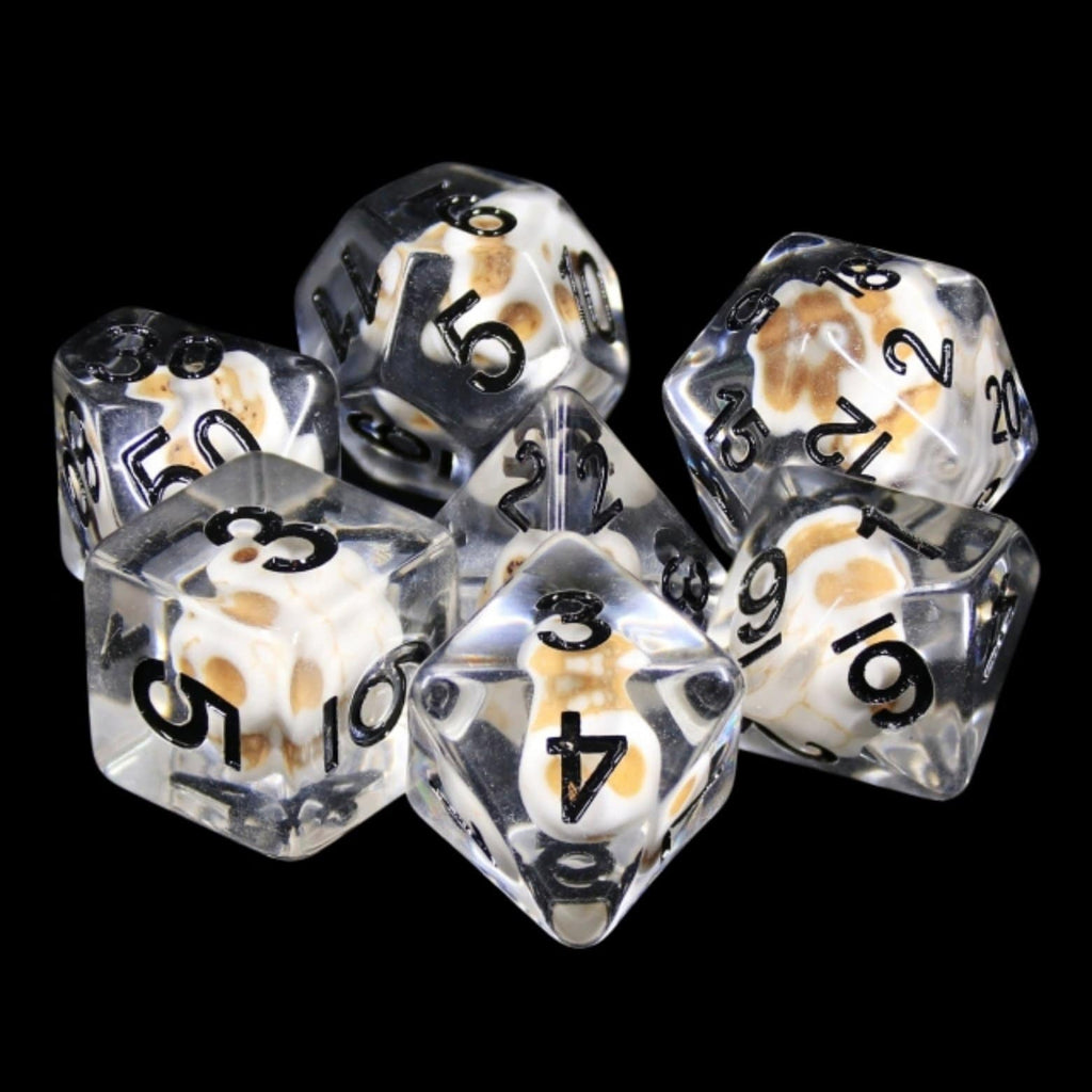 Stone Skull RPG Dice Set Plastic Dice Foam Brain Games