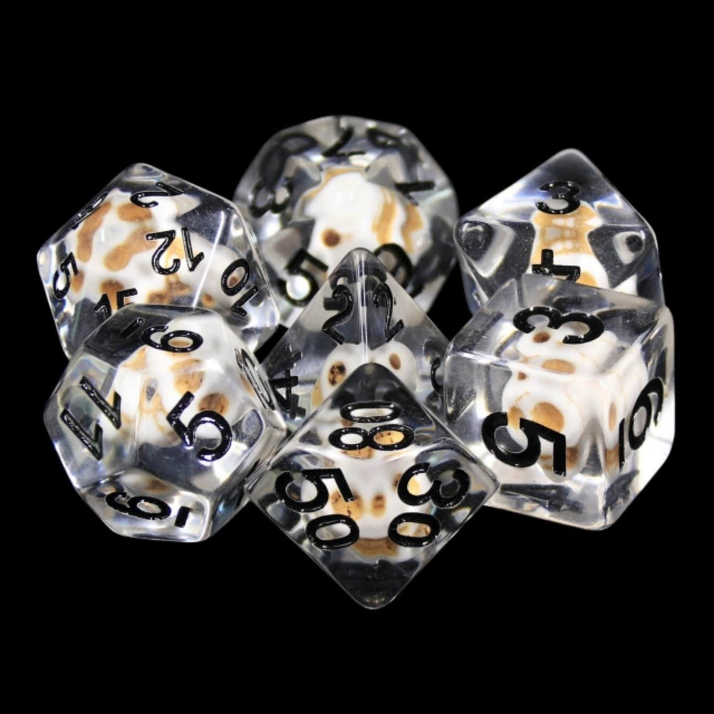 Stone Skull RPG Dice Set Plastic Dice Foam Brain Games