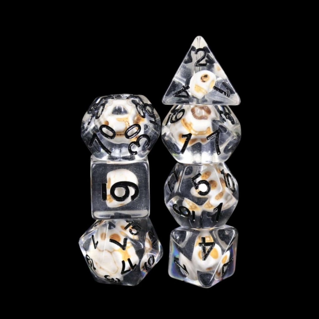 Stone Skull RPG Dice Set Plastic Dice Foam Brain Games