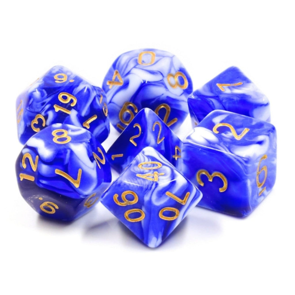 Blue Porcelain RPG Dice Set Plastic Dice Foam Brain Games