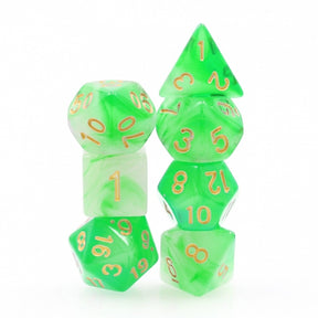 Green Silk Translucent RPG Dice Set Plastic Dice Foam Brain Games