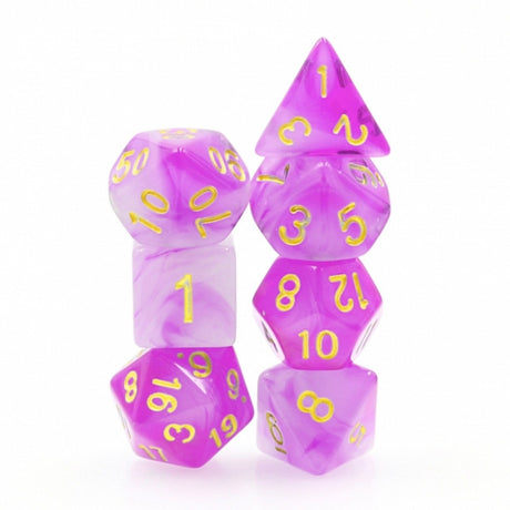 Purple Milky RPG Dice Set Plastic Dice Foam Brain Games