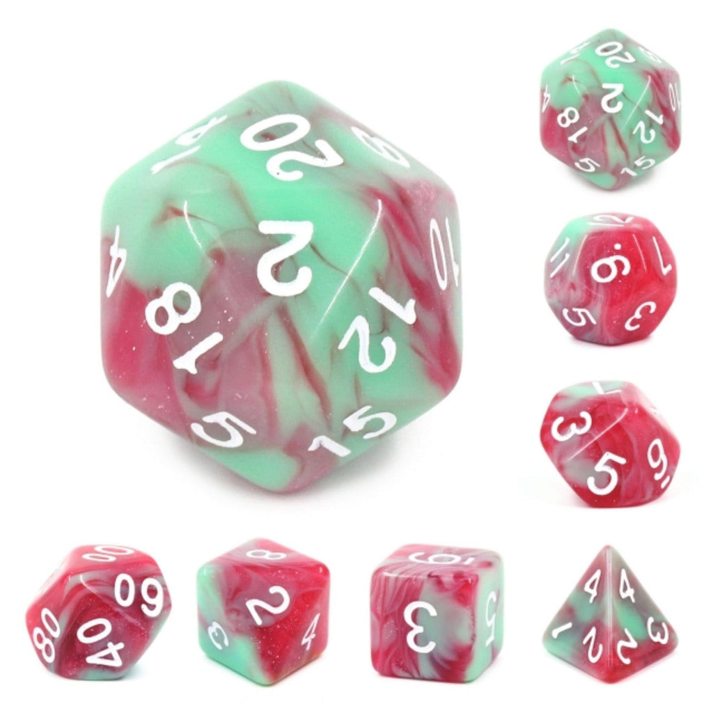 Strawberry Creme RPG Dice Set Plastic Dice Foam Brain Games