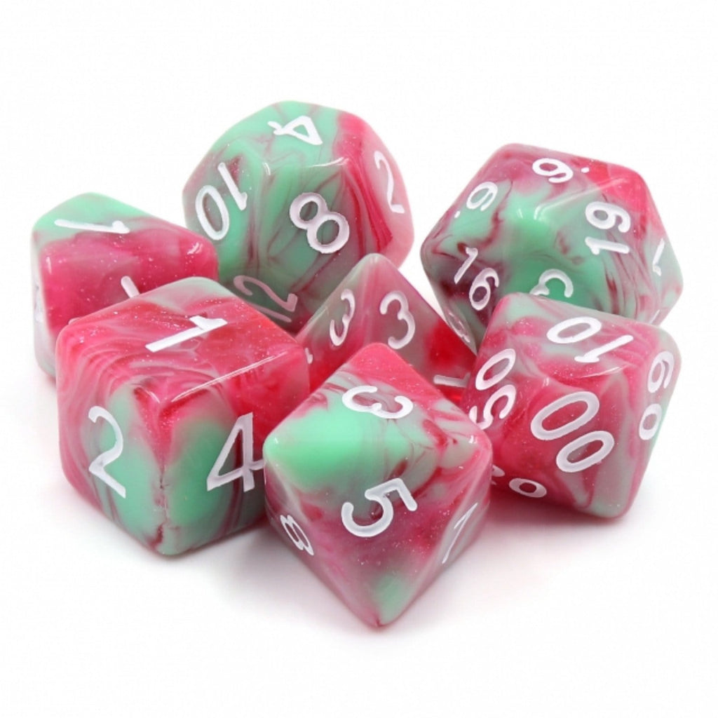 Strawberry Creme RPG Dice Set Plastic Dice Foam Brain Games