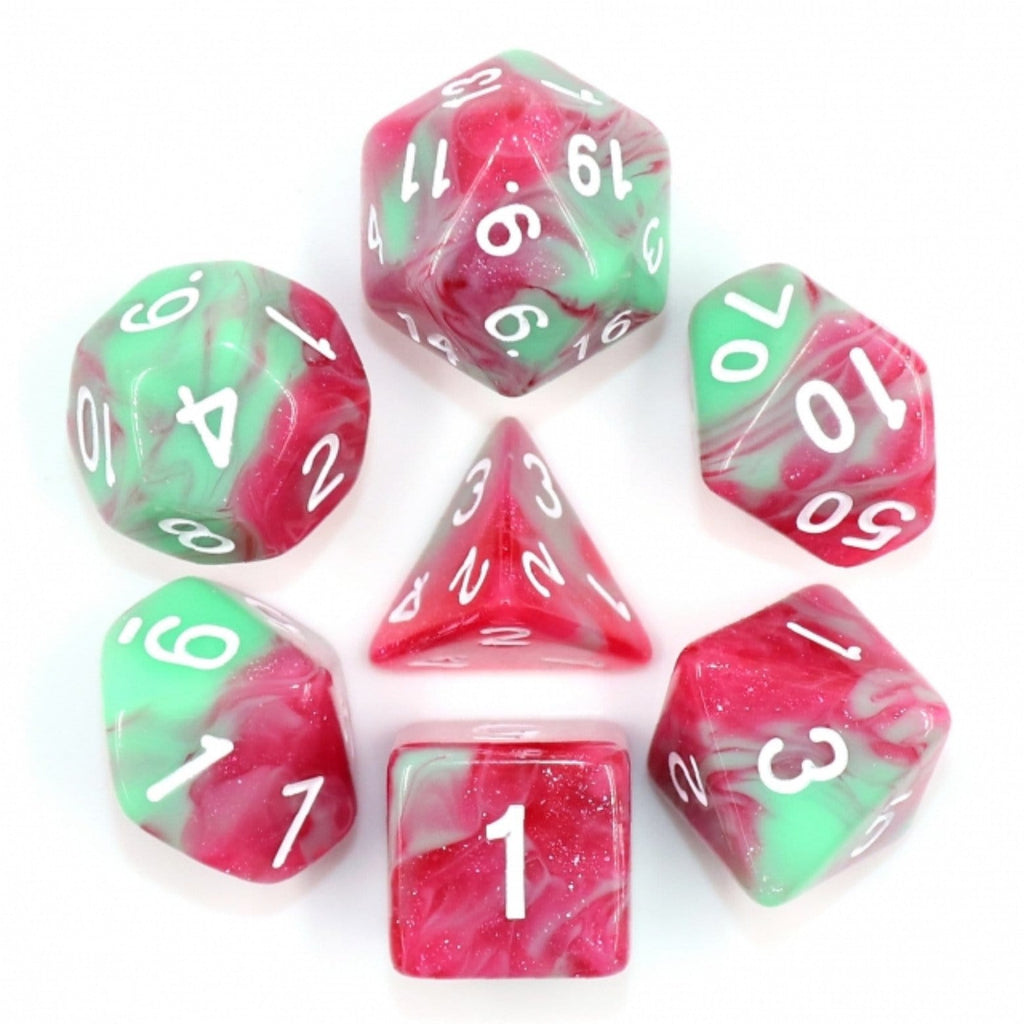 Strawberry Creme RPG Dice Set Plastic Dice Foam Brain Games