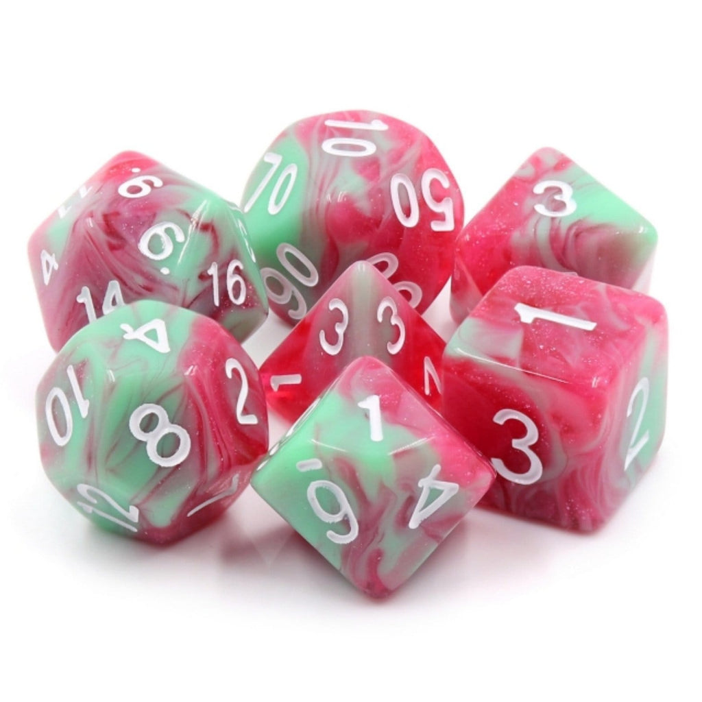 Strawberry Creme RPG Dice Set Plastic Dice Foam Brain Games