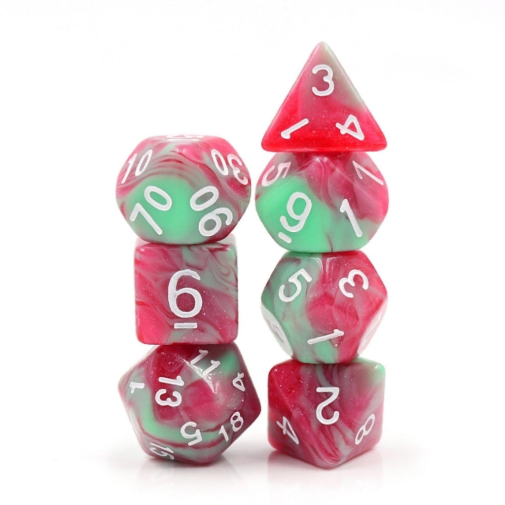 Strawberry Creme RPG Dice Set Plastic Dice Foam Brain Games