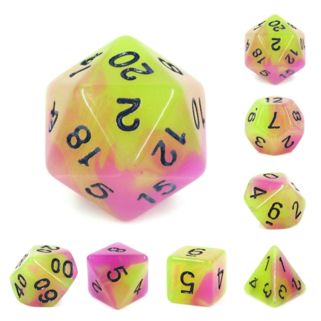 Glow in the Dark Tulip RPG Dice Set Plastic Dice Foam Brain Games