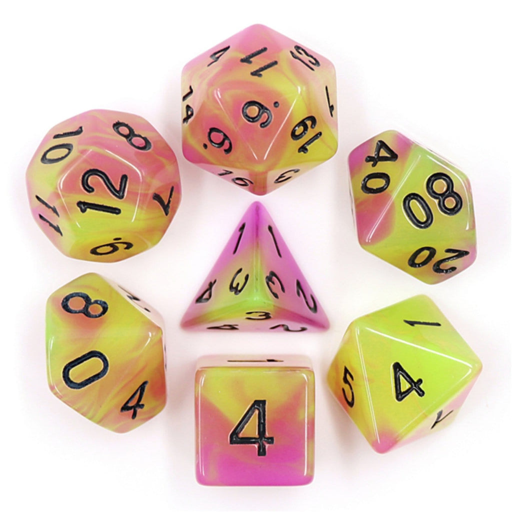 Glow in the Dark Tulip RPG Dice Set Plastic Dice Foam Brain Games