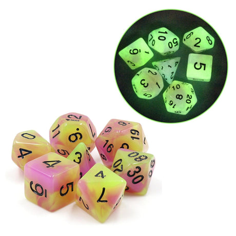 Glow in the Dark Tulip RPG Dice Set Plastic Dice Foam Brain Games