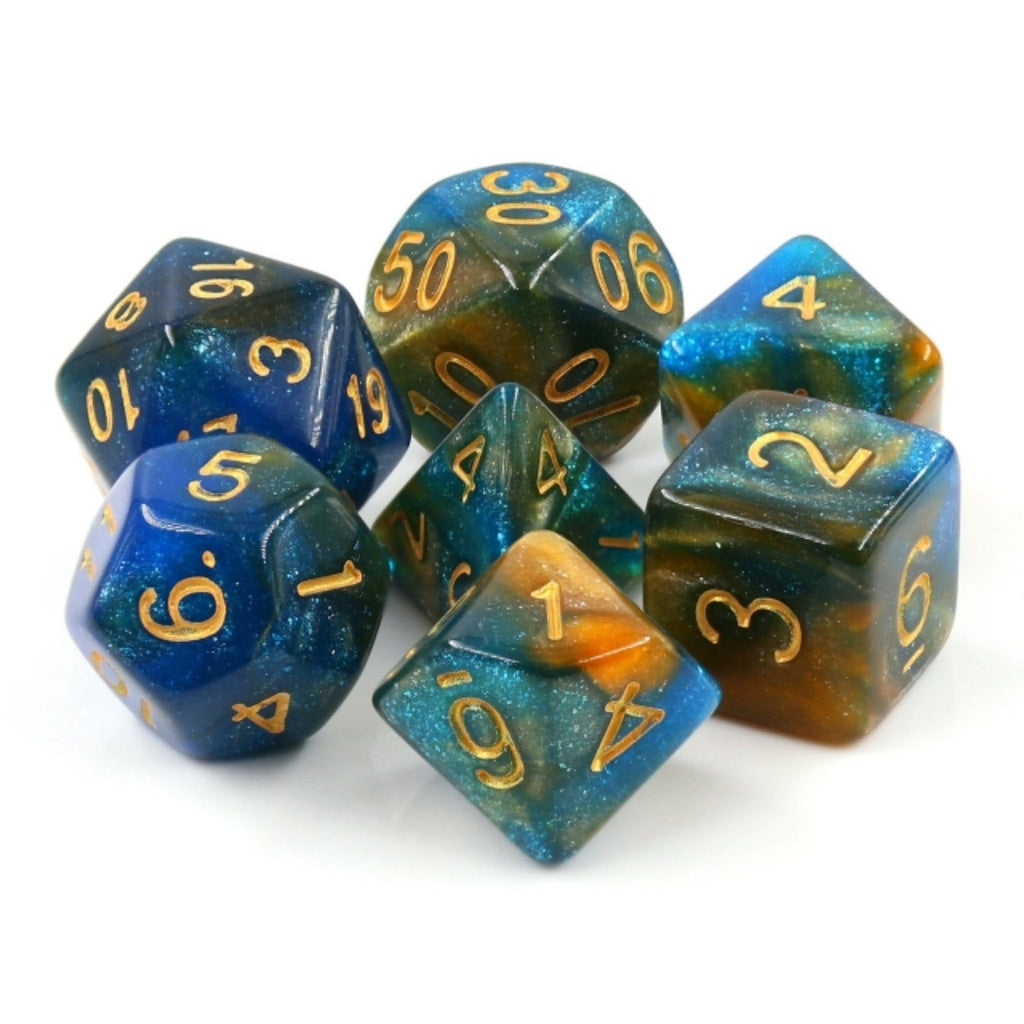 River at Dusk RPG Dice Set Plastic Dice Foam Brain Games